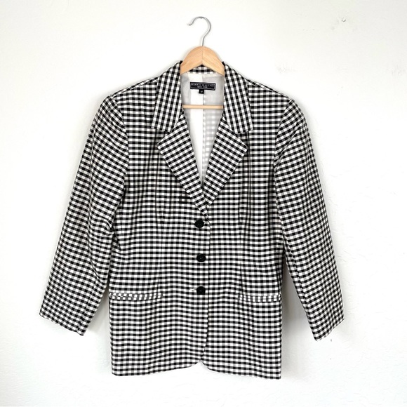 harris wallace Jackets & Blazers - Harris Wallace 100% Silk Gingham Blazer